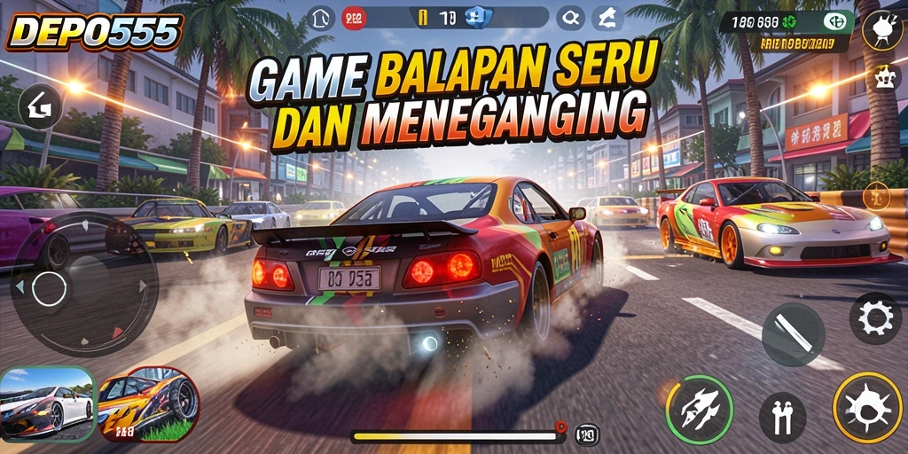 Tampilan menarik dari gameplay DEPO555 yang penuh aksi balapan.