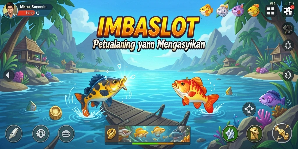 Tampilan gameplay IMBASLOT menampilkan petualangan memancing yang menegangkan.