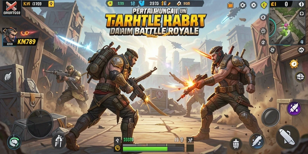Tangkapan layar pertarungan seru dalam KM789 Battle Royale.