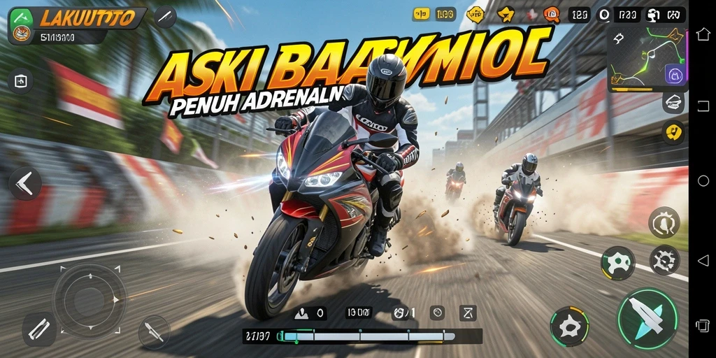 Screenshot LAKUTOTO menampilkan aksi balap motor yang memukau.