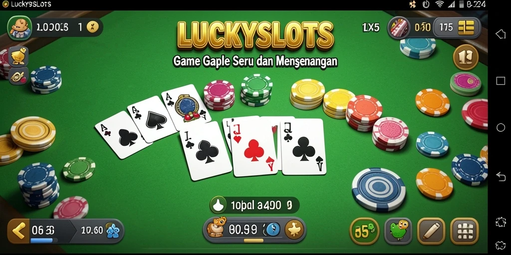 Tampilan gameplay seru LUCKYSLOTS dengan suasana meja Gaple.