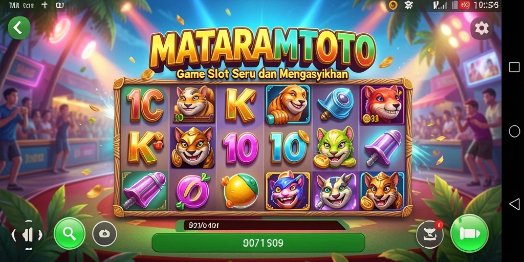 Screenshot gameplay <strong>MATARAMTOTO</strong> menampilkan keseruan saat memutar gulungan Slot.