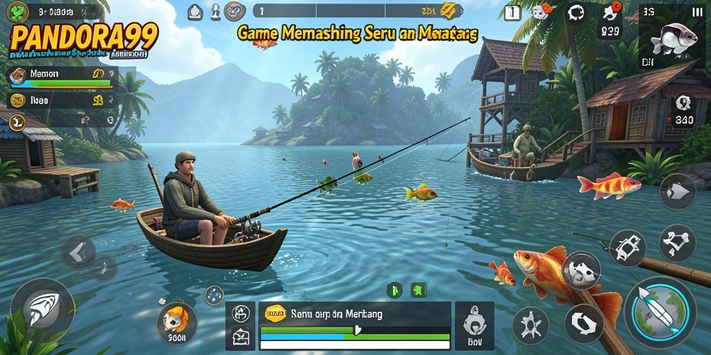 Tampilan screenshot PANDORA99 menunjukkan gameplay memancing yang seru dan menantang.