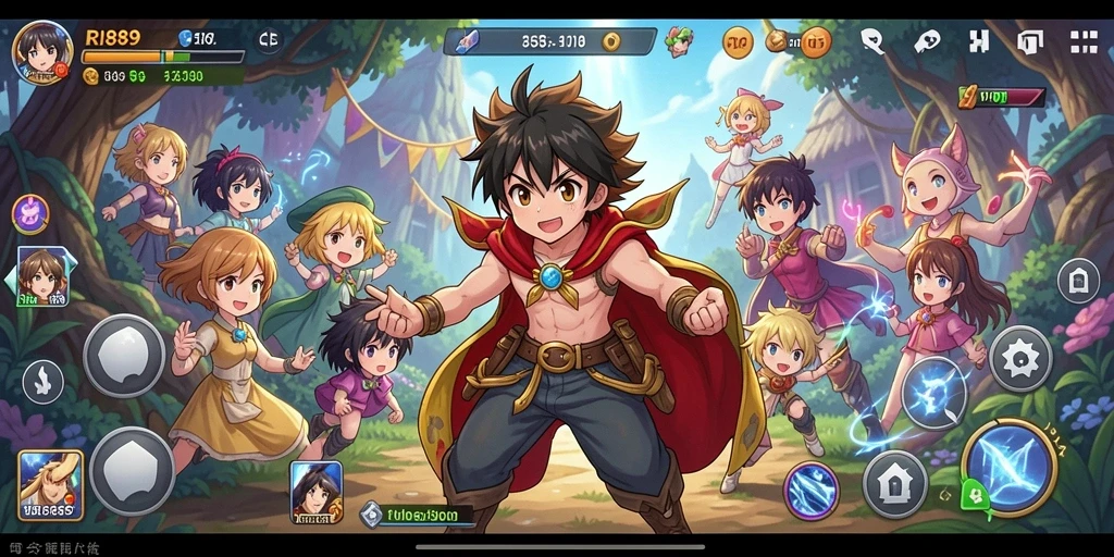 Screenshot menampilkan gameplay dinamis dan karakter Anime yang menarik.